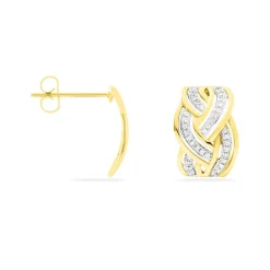 Histoire d'Or Boucles D'oreilles Puces Leopoldine Or Jaune Diamant New