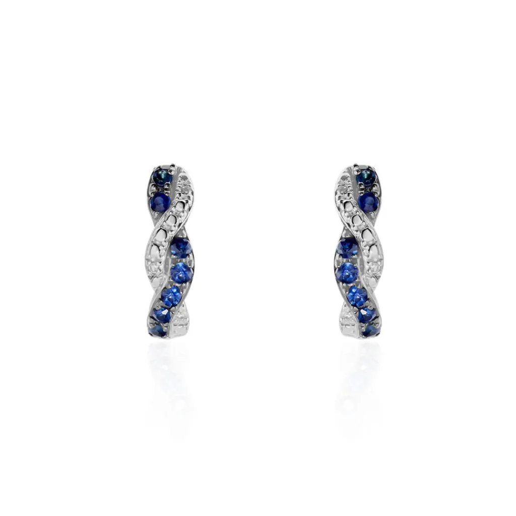 Histoire d'Or Boucles D'oreilles Puces Ligera Or Blanc Saphir Et Diamant Discount