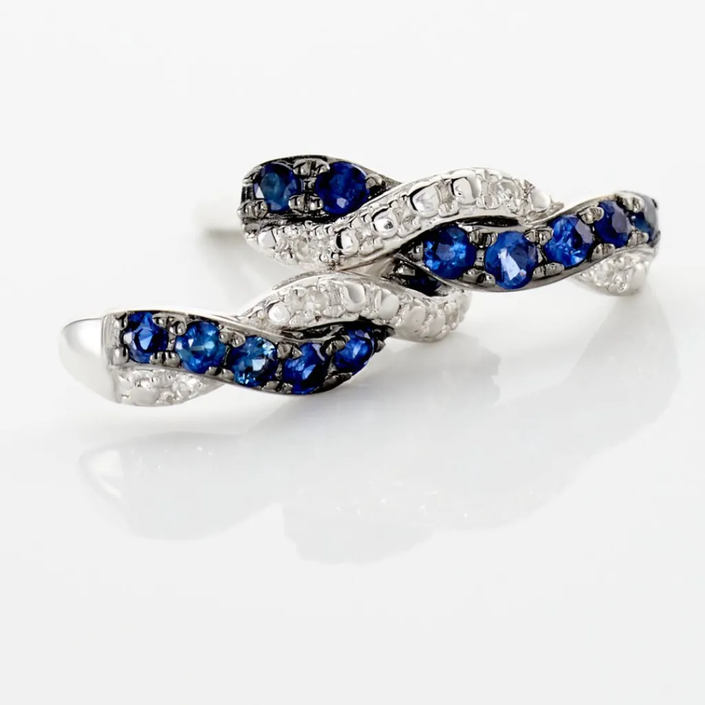 Histoire d'Or Boucles D'oreilles Puces Ligera Or Blanc Saphir Et Diamant Discount