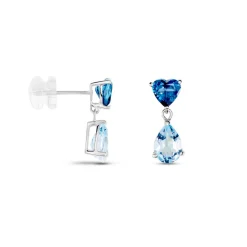 Histoire d'Or Boucles D'oreilles Puces Lenuta Or Blanc Topaze Bleu Sky Topaze Hot