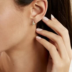 Histoire d'Or Boucles D'oreilles Puces Loubra Or Jaune Emeraude New