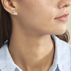 Histoire d'Or Boucles D'oreilles Puces Loeva Or Jaune Perle De Culture Et Oxyde Clearance