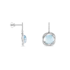 Histoire d'Or Boucles D'oreilles Puces Marie-jacqueline Or Blanc Topaze Et Diamant Online