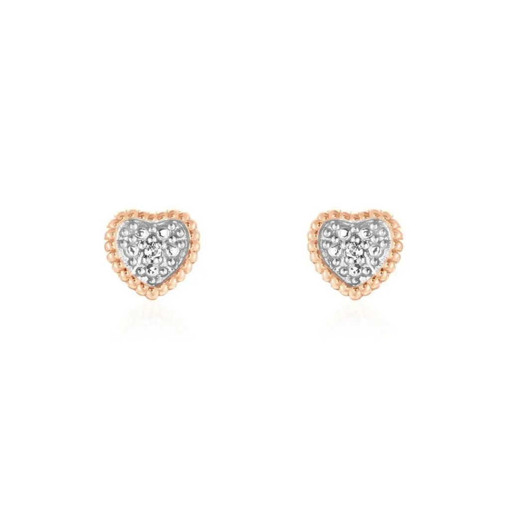Histoire d'Or Boucles D'oreilles Puces Mon 1er Diamant or rose diamant New