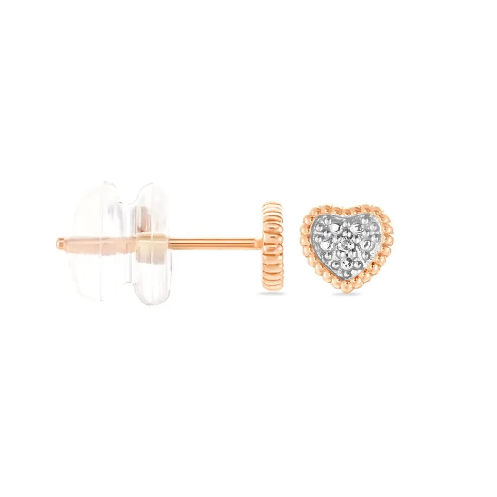 Histoire d'Or Boucles D'oreilles Puces Mon 1er Diamant or rose diamant New