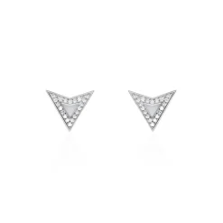 Histoire d'Or Boucles D'oreilles Puces Moric Argent Blanc Oxyde De Zirconium Nacre Sale