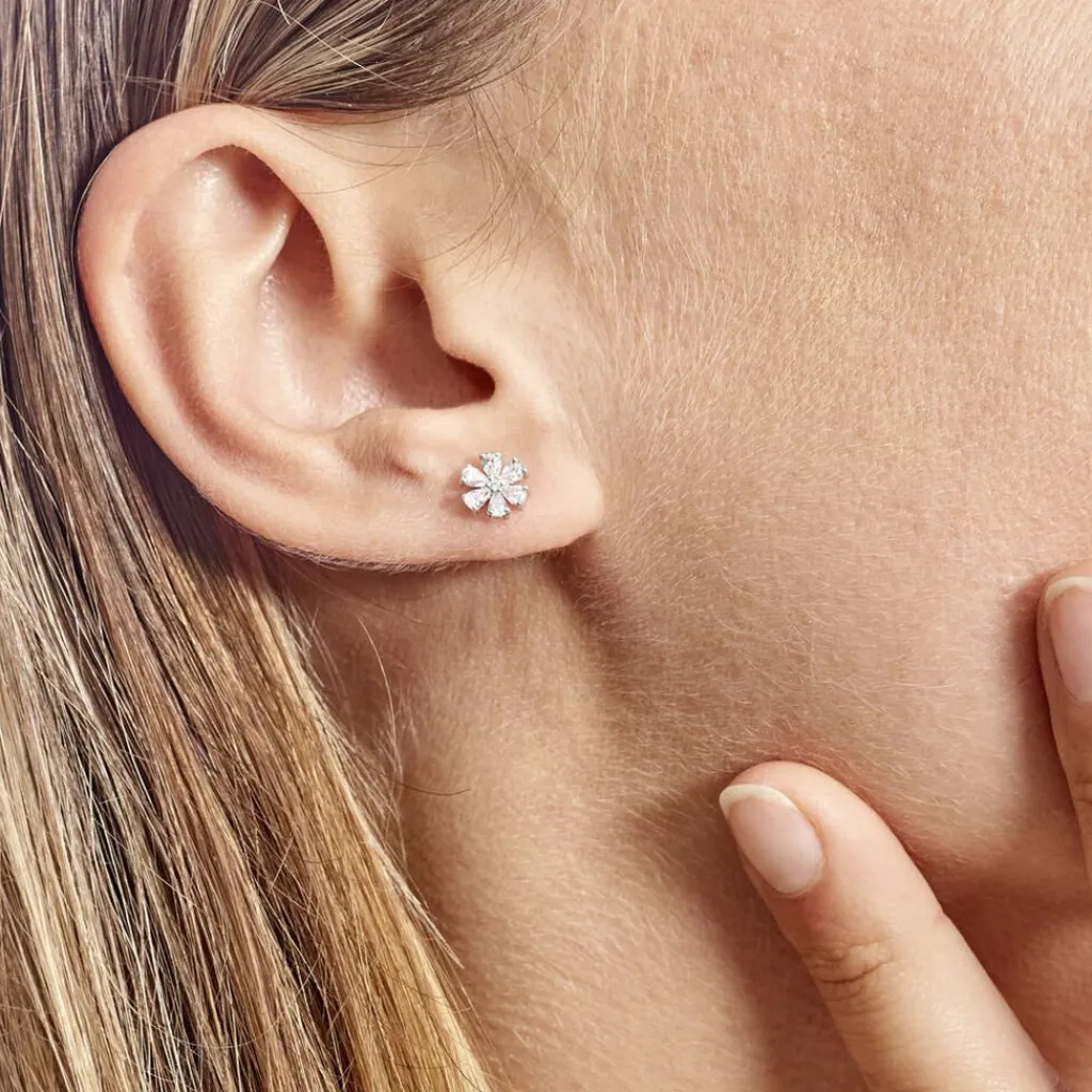 Histoire d'Or Boucles D'oreilles Puces Maelane Or Blanc Oxyde De Zirconium Clearance