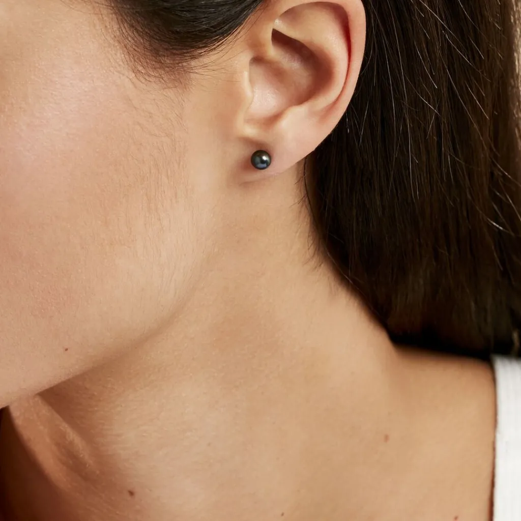 Histoire d'Or Boucles D'oreilles Puces Micaelle Teintees Or Jaune Perle De Culture Best