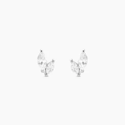 Histoire d'Or Boucles D'oreilles Puces Navette De Zirconium argent blanc oxyde Discount