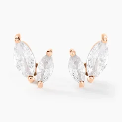 Histoire d'Or Boucles D'oreilles Puces Navette De Zirconium argent rose oxyde New