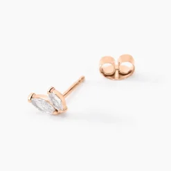 Histoire d'Or Boucles D'oreilles Puces Navette De Zirconium argent rose oxyde New