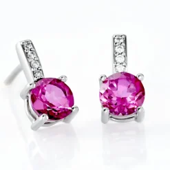 Histoire d'Or Boucles D'oreilles Puces Noora Or Blanc Topaze Rose Oxyde De Zirconium Best