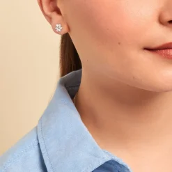 Histoire d'Or Boucles D'oreilles Puces Niva Argent Blanc New