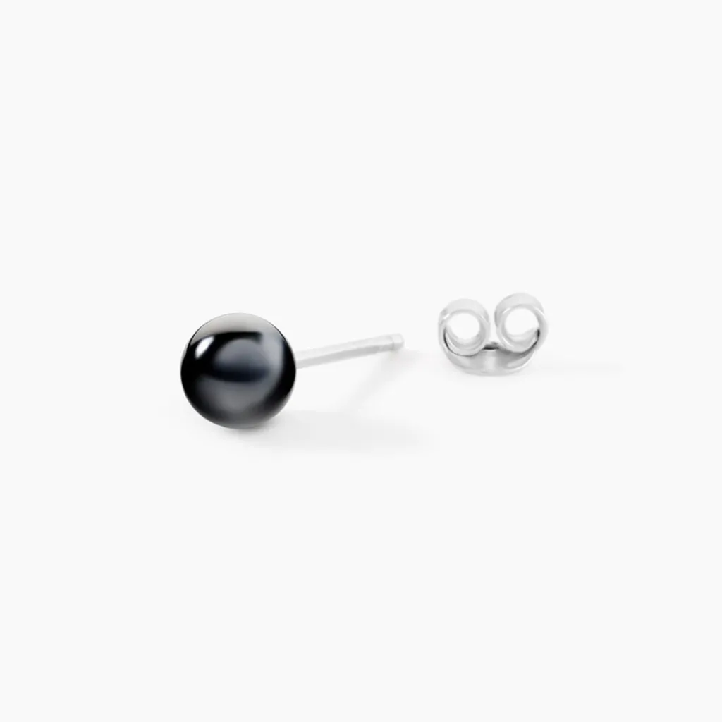 Histoire d'Or Boucles D'oreilles Puces Orbe Argent Blanc Céramique argent blanc céramique noire Outlet