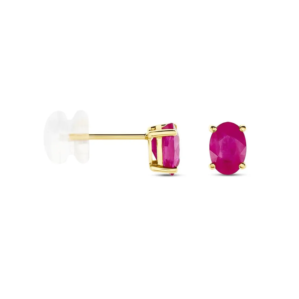 Histoire d'Or Boucles D'oreilles Puces Ovale or jaune rubis Clearance