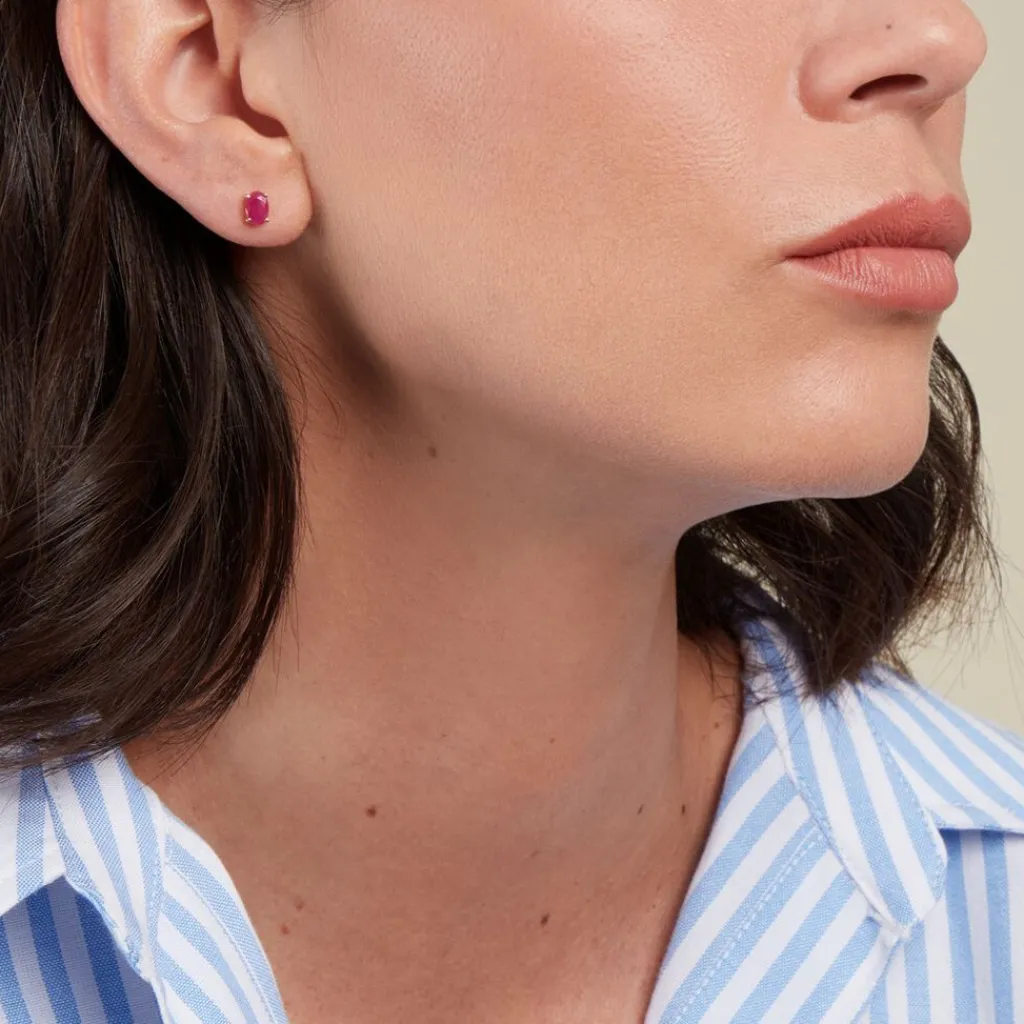 Histoire d'Or Boucles D'oreilles Puces Ovale or jaune rubis Clearance