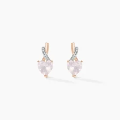 Histoire d'Or Boucles D'oreilles Puces Or Rose Clothilde Quartz or rose quartz rose New