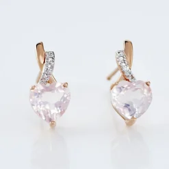 Histoire d'Or Boucles D'oreilles Puces Or Rose Clothilde Quartz or rose quartz rose New