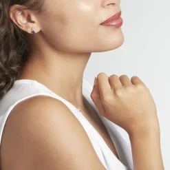 Histoire d'Or Boucles D'oreilles Puces Or Blanc Marie Saphirs Diamants