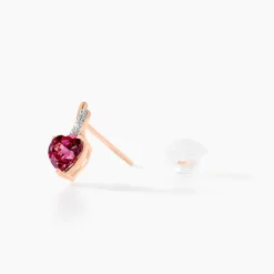 Histoire d'Or Boucles D'oreilles Puces Or Rose Clothilde Rhodolite or rose rhodolite rouge Outlet