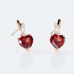 Histoire d'Or Boucles D'oreilles Puces Or Rose Clothilde Rhodolite or rose rhodolite rouge Outlet