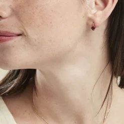 Histoire d'Or Boucles D'oreilles Puces Or Rose Clothilde Rhodolite or rose rhodolite rouge Outlet