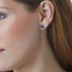 Histoire d'Or Boucles D'oreilles Puces Or Laura Blanc Saphir Et Diamant Sale