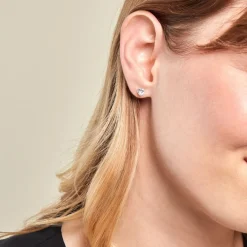 Histoire d'Or Boucles D'oreilles Puces Or Blanc Katherine Oxyde De Zirconium or blanc oxyde Online