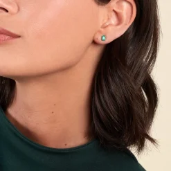Histoire d'Or Boucles D'oreilles Puces Ovale or blanc emeraude Sale