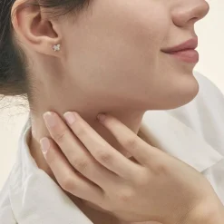 Histoire d'Or Boucles D'oreilles Puces Or Jaune Cercis Strass New