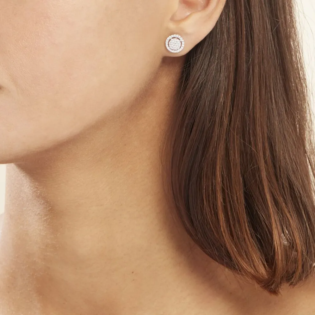 Histoire d'Or Boucles D'oreilles Puces Or Blanc Nawra Diamants Synthétiques Online