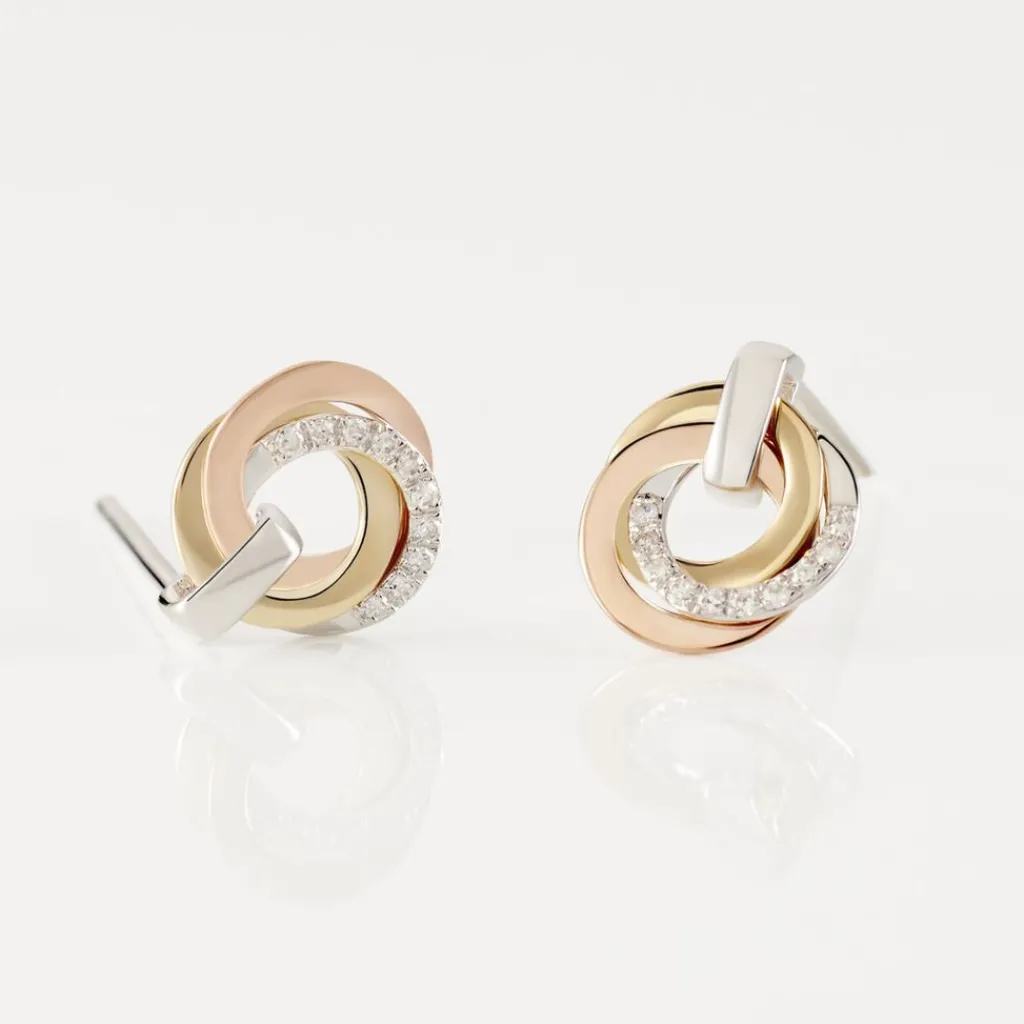 Histoire d'Or Boucles D'oreilles Puces Or Tricolore Vanadissa Diamants Hot