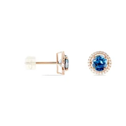Histoire d'Or Boucles D'oreilles Puces Or Rose Maeva Topazes Oxydes De Zirconium Clearance