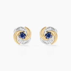 Histoire d'Or Boucles D'oreilles Puces Potentille Or Jaune Saphir