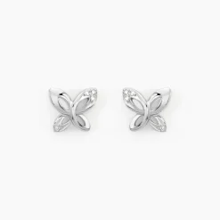 Histoire d'Or Boucles D'oreilles Puces Papillon Or Blanc Diamant Sale