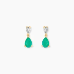 Histoire d'Or Boucles D'Oreilles Puces Porfirio Or Jaune Emeraude Diamant Sale