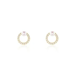 Histoire d'Or Boucles D'oreilles Puces Piety Or Jaune Perle De Culture Oxyde Clearance