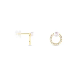 Histoire d'Or Boucles D'oreilles Puces Piety Or Jaune Perle De Culture Oxyde Clearance