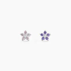 Histoire d'Or Boucles D'oreilles Puces Purple Bloom Argent Blanc Oxyde De Zirconium Outlet