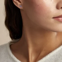 Histoire d'Or Boucles D'oreilles Puces Purple Bloom Argent Blanc Oxyde De Zirconium Outlet