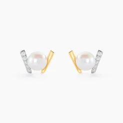 Histoire d'Or Boucles D'oreilles Puces Pearly Or Jaune Perle De Culture Oxyde Outlet