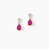 Histoire d'Or Boucles D'Oreilles Puces Porfirio Or Jaune Rubis Diamant