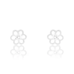 Histoire d'Or Boucles D'oreilles Puces Philine Fleur De Zirconium or blanc oxyde Sale