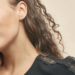 Histoire d'Or Boucles D'oreilles Puces Philine Fleur De Zirconium or blanc oxyde Sale