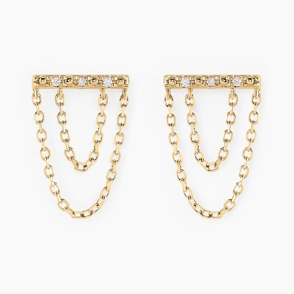 Histoire d'Or Boucles D'oreilles Puces Phile Or Jaune Diamant Discount