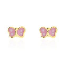 Histoire d'Or Boucles D'oreilles Puces Papillon Rose Or Jaune Outlet