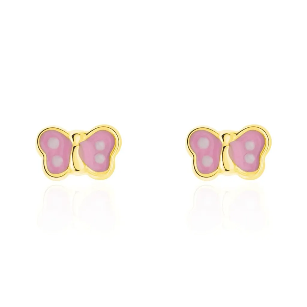 Histoire d'Or Boucles D'oreilles Puces Papillon Rose Or Jaune Outlet