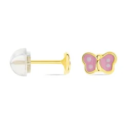 Histoire d'Or Boucles D'oreilles Puces Papillon Rose Or Jaune Outlet