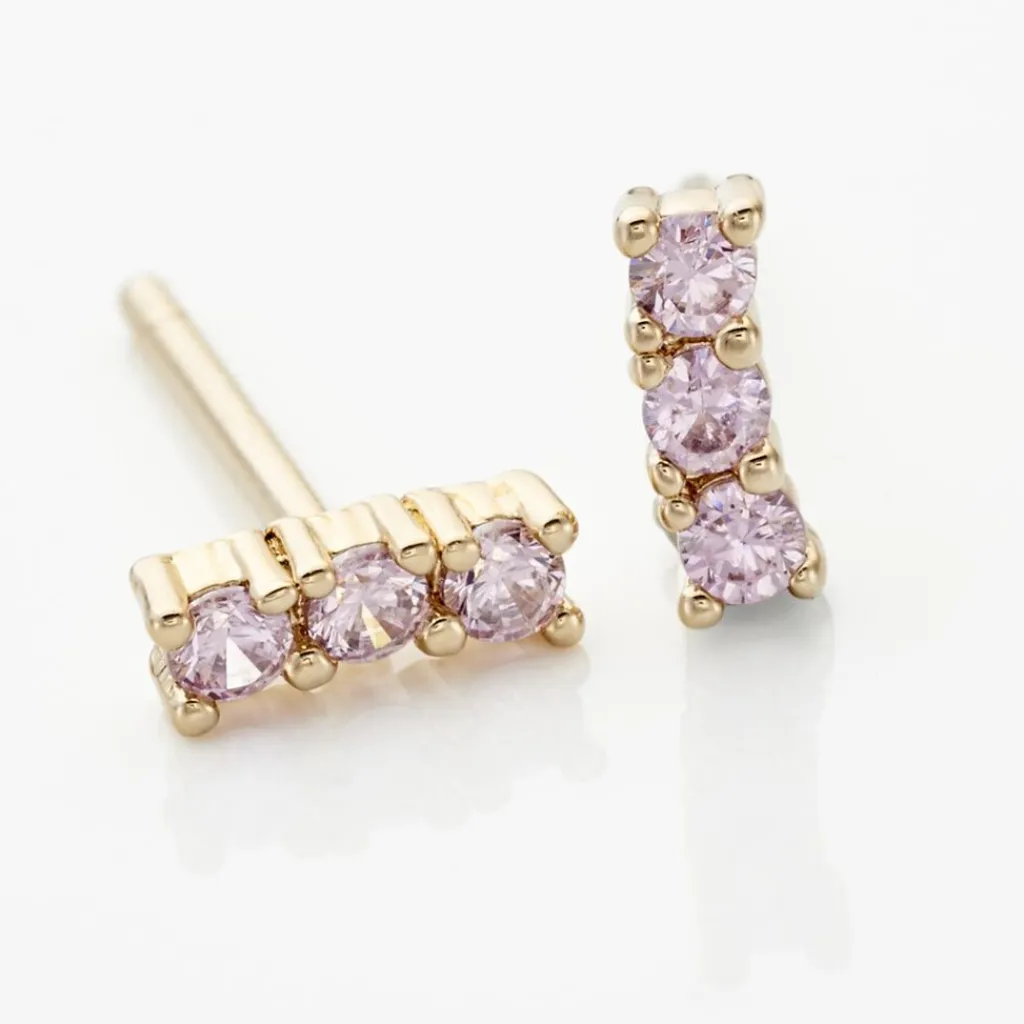 Histoire d'Or Boucles D'oreilles Puces Plaqué Or Jaune Alodia Oxyde De Zirconium plaqué or jaune oxyde rose Hot