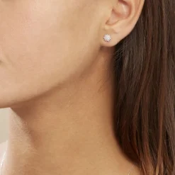 Histoire d'Or Boucles D'oreilles Puces Platine Alden Diamants